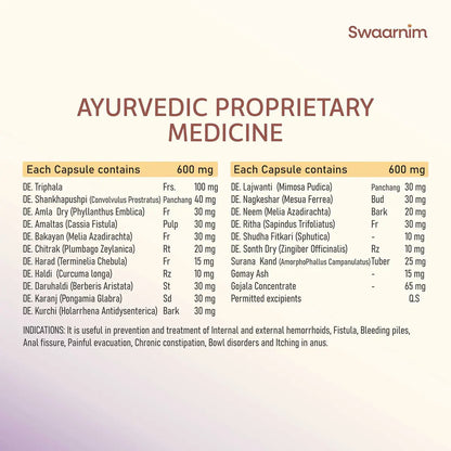 Swaarnim Piles Care | Complete relief from discomfort and pain during the bowel movements Improves Digestion