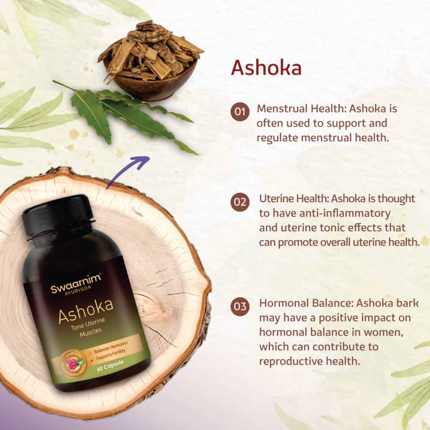Swaarnim Ashoka Capsule | Complete relief from Imbalanced Hormones Supports Fertility Loaded with Antioxidants
