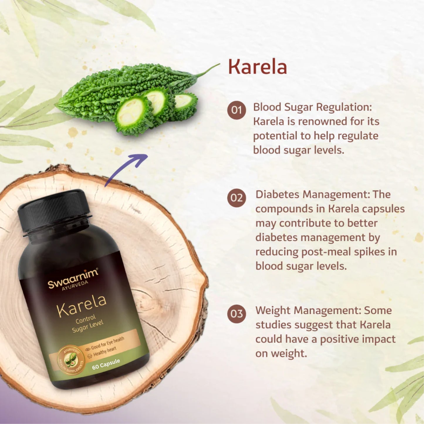 Swaarnim Karela Capsule | Complete relief from Indigestion Reduces Cholesterol Regulates Insulin