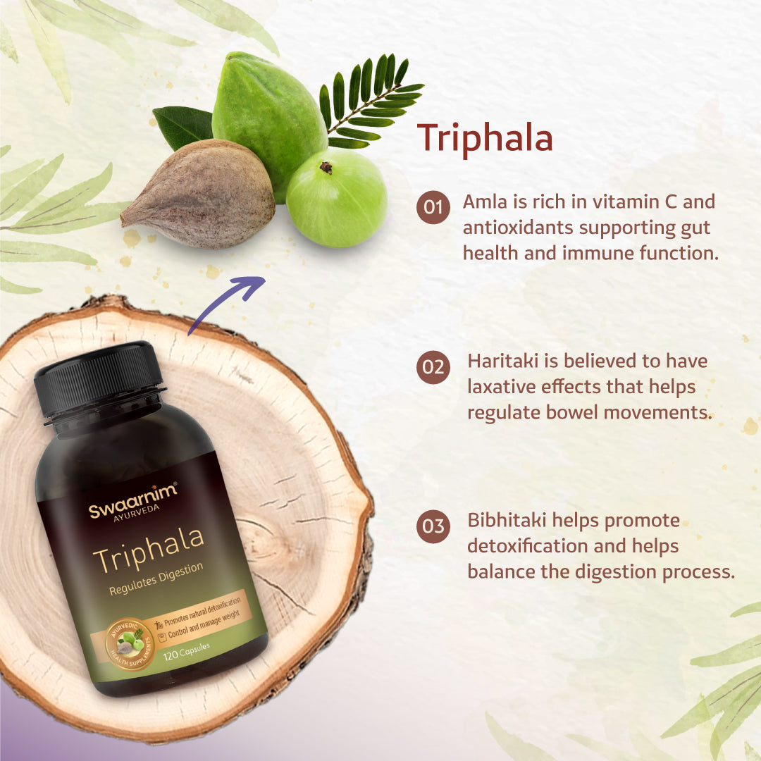 Swaarnim Triphala Capsule | Complete relief from increased Cholesterol Improves gut health Support weight management Improves oral health